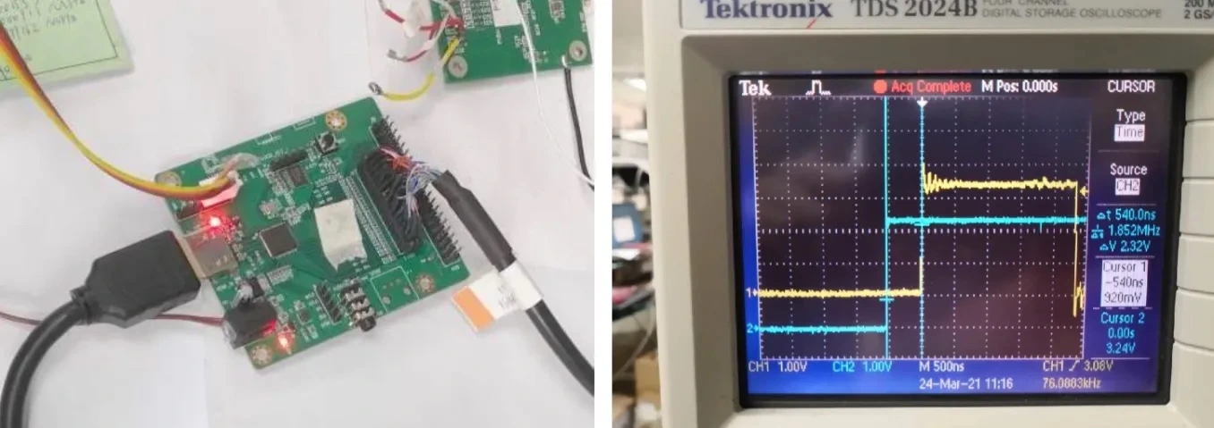 Oscilloscope measurement of LLC-1920 latency