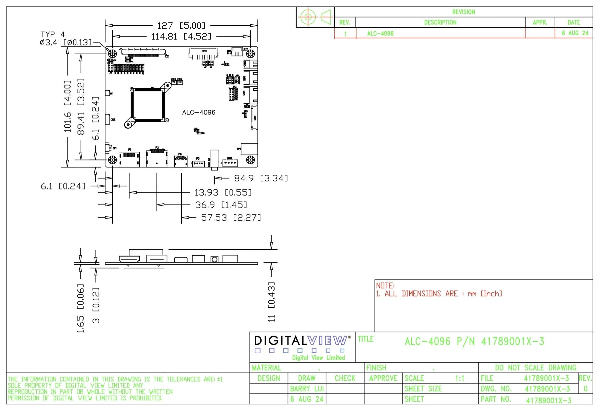 Digital View ALC-4096 dimensional drawing