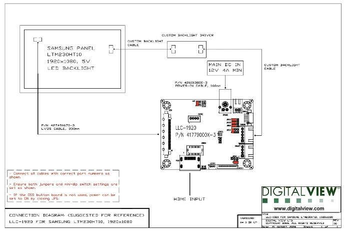 Digital View LLC-1920 LCD Controller Connection Diagram Thumbnail