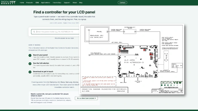 Digital View - LCD Connection Diagrams from the controller solution generator aka CSG