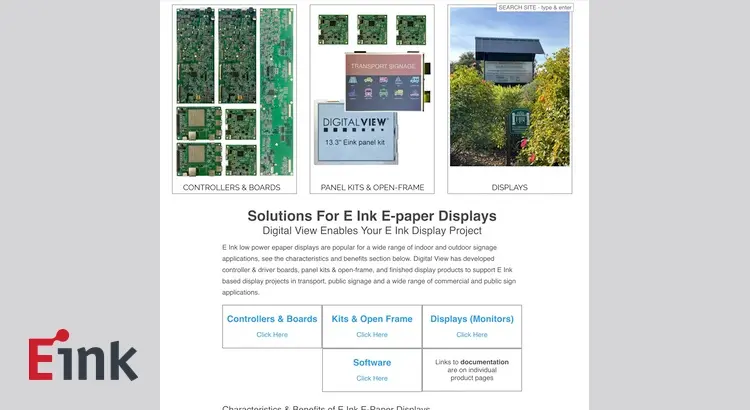 Image of the E Ink related products page